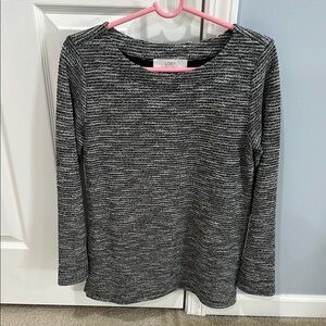LOFT Small Women's Black and Gray Striped tunic